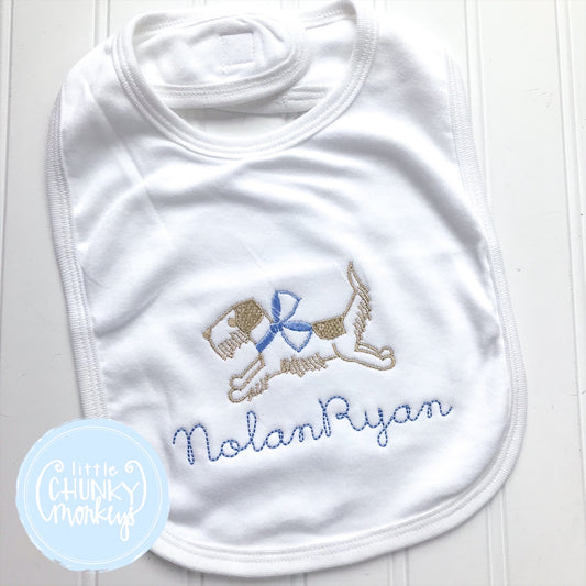 Baby Boy Bib with Puppy and Personalization