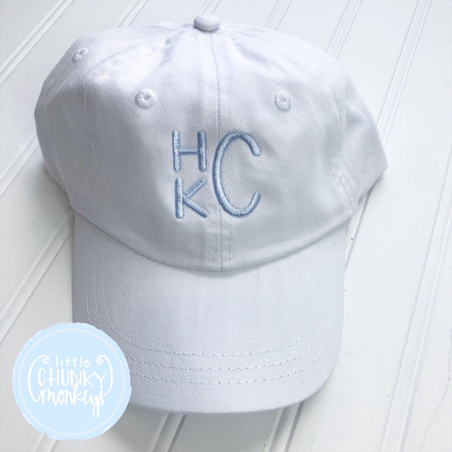 Toddler Kid Hat - Stacked Monogram on White Hat