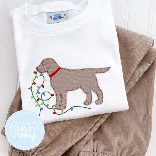Ready to Ship - Boy Shirt - Dog with Lights  - 3T Long Sleeve