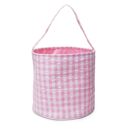 Light Pink Gingham Seersucker Easter Bucket Tote