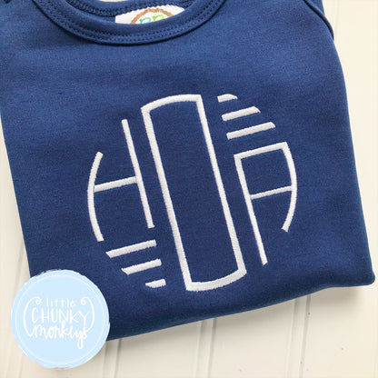 Boy Sun Bubble - Circle Monogram on Navy Sun Bubble