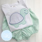 Boy Shirt - Applique Turtle with Pocket on White Shirt