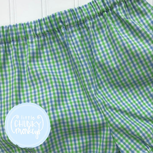 Blue and Green Check Bottoms