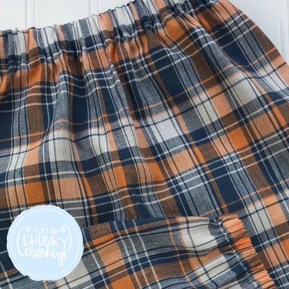 Orange & Navy Plaid Bottoms