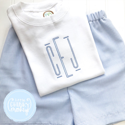 Boy Shirt - Thin Monogram with Lines
