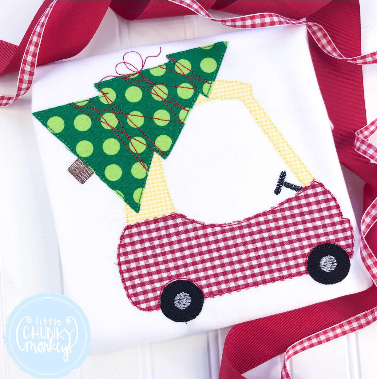 Boy Shirt - Boy Holiday Shirt - Coupe Car with Christmas Tree Shirt